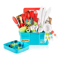 Kids Cooking & Baking Set - Complete Cooking Set for Girls & Boys, Includes Little Chef's Apron. Kitchen Supplies, Nylon Knives, Utensils, & Baking Tools, Great Gift for Ages 4 and Up