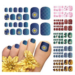 Toe DIY Nail Stickers for Womens,Self Adhesive Polish Nail Waterproof Wraps Toe Nail Stickers Daisy Cherry Blossoms Stripe Nail Art Stickers