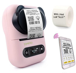 YiHERO Mini Label Printer Thermal Bluetooth Portable Label Maker-Compatible with Android & iOS, Multifunction for Business Clothing Mailing Office Home,Pink