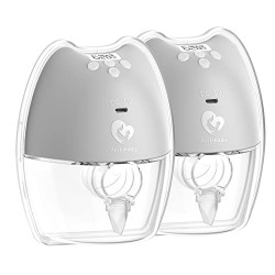 Bellababy Double Wearable Breast Pump Hands Free,Silent and Pain Free,Long Battery Life,4 Modes&9 Levels of Suction,Fewer Parts Need to Clean,Easy Assemble/Disassemble,Fast Rechargeable.(Gray)