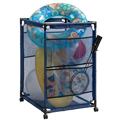 ALIMORDEN Pool Storage Bin, Ball and Toy Mesh Container, Blue(24 x24 x38 )