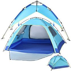 Lazy Bear Pop Up Beach Tent LAZY BEAR Sun Shelter Shade Easy Setup Portable Beach Tent for 4 People Waterproof and Windproof Camping Tent UPF 50+