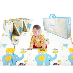 Baby Play Mat, Aiyoo baby Floor Mat for Infants Toddler and Kids Foldable Double-Sided Crawling Mat, 77  x 69  x 0.6 