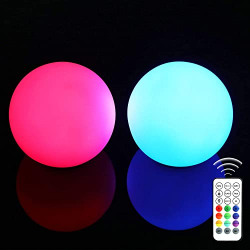 Homly Floating Pool Lights Ball, 3-in 16 Colors Changing LED Pool Lights with RF Remote (2 Set)