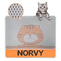 Norvy Extra Large Cat Litter Mat 30 X 25 Jumbo Cute Kitty Litter Trapping Mat for Litter Box - Honeycomb Black Hole - Waterproof Urine Proof Trapper - Scatter Control Easy Clean Rug for Litter Tray