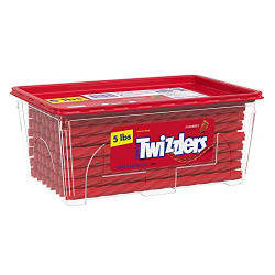 TWIZZLERS Twists Strawberry Flavored Chewy Candy, Low Fat, 5 lb Bulk Container