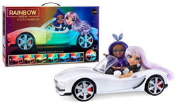 Rainbow High Color Change Car  Convertible Vehicle, 8-in-1 Light-Up, Multicolor with Wheels That Move, Working Seat Belts, Steering Wheel. Fits 2 Fashion Dolls, Toy Gift for Kids Ages 6 7 8+ to 12