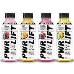 Whey Protein Water Sports Drink by PWR LIFT | Sampler Pack | Keto, Vitamin B, Electrolytes, Zero Sugar, 10g of Whey Protein | Post-Workout Energy Beverage by Power Lift | 16.9 oz (Pack of 4)