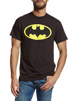 DC Comics Men's Batman Basic Logo T-Shirt, Black, Medium