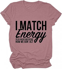 Women Novelty Shirt I Match Energy Horror Tee Funny Graphic Casual Athletic Tops for Women