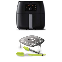 Philips Premium Airfryer XXL with Fat Removal Technology, 3lb/7qt, Black, HD9650/96 + Snack Master Accessory Kit with Snack Cover and Silicone Tongs for Philips Airfryer XXL models