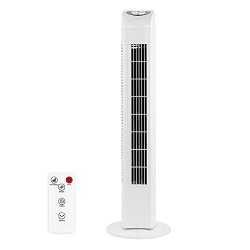 Antarctic Star Tower Fan Oscillating Fan Quiet Cooling Remote Control Powerful Standing 3 Speeds Wind Modes Bladeless Floor Fans Portable Bladeless Fan for Children Office Kitchen Bedroon (White)
