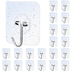 Angyues Adhesive Wall Hooks,20 Pieces Waterproof Oilproof Bathroom and Kitchen Heavy Duty Adhesive Hooks , Transparent Practical Wall Hook Coat Hooks, Ceiling Hooks For Hanging Plants13 Pounds (Max)