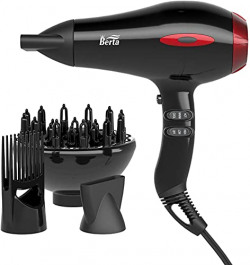Professional Ionic Hair Dryer, Lightweight Powerful 1875 Watt Ceramic Salon Blow Dryer Negative Ions Cool Shot Button Hairdryer 2 Speed 3 Heat Settings with Concentrator Nozzle Cola Red