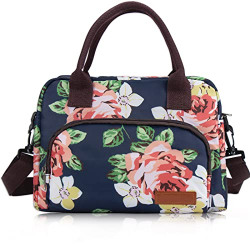Large Floral Lunch Bag for Women Wide Open Reusable Insulated leakproof Cooler Lunch Box Organize With Removable Shoulder Strap Lightweight Portable Lunch Bags For Girls Lady Work Picnic Beach Fishing