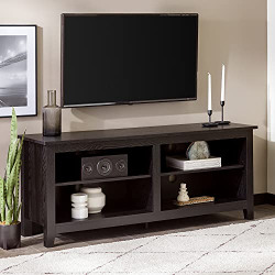 Walker Edison Wren Classic TV Console Entertainment Media Stand with Storage for Televisions up to 65 Inches, 58 Inch, Black