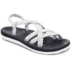 MEGNYA Ladies Comfortable Dressy Sandals with Arch Support, Walking Hiking Foam Sandals with Braided Straps, Soft Rubber Sole Slide Sandals for Walking Outdoor size 7