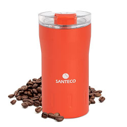 Travel Coffee Mug 12 oz, Santeco Insulated Coffee Cups with Flip Lid, Thermo Stainless Steel Coffee Mugs Spill Proof, Double Wall Vacuum Tumbler, Reusable To Go Mug for Hot/Ice Coffee Tea - Red