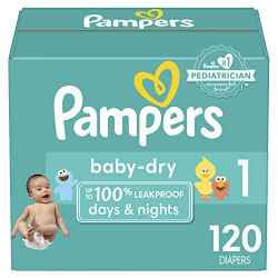 Diapers Newborn/Size 1 (8-14 lb), 120 Count - Pampers Baby Dry Disposable Baby Diapers, Super Pack, Packaging & Prints May Vary