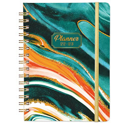 Planner 2022-2023 - Academic Planner 2022-2023, July 2022-June 2023, Weekly & Monthly Planner with Tabs, 6.3  x 8.4 , Hardcover with Back Pocket + Thick Paper + Twin-Wire Binding - Green & Flowing