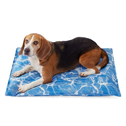 LESURE Dog Cooling Mat Medium - Water Injection Pet Cooling Pad, Durable Cooling Dog Bed Mats for Medium Dogs & Cats, Blue Ocean Design 32 x 23 inch