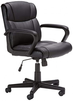 Amazon Basics Padded Office Desk Chair with Armrests, Adjustable Height/Tilt, 360-Degree Swivel, 275Lb Capacity, 24.2 D x 24 W x 34.8 H, Black