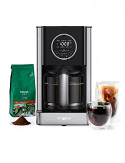 Coffee maker,Drip Coffee Machine with Glass Carafe, Automatic,Keep Warm, 24H Programmable Timer, Brew Strength &Touch Control, Anti-Drip System, Self-Cleaning Function,Recyclable Filter,Black (12 CUP)