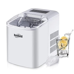 Humhold 33 lbs. Countertop Ice Maker with 24 Hours Preset Program, 10 Bullet Ice Cubes Per Cycle, Automatic Self Cleaning, S/L 2-Size Ice Cubes Compact Ice Machine for Home/Kitchen/Office/Bar