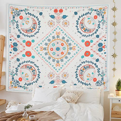 Fabuday Wall Mandala Tapestry for Bedroom Aesthetic Boho - Hippie Tapestries Wall Art Hanging for Living Room, Bohemian and Flower Plants White Small Tapestry, Medium 59.1 x 51.2 Inches
