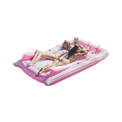 FUNBOY Giant Inflatable Luxury Pink Retro Convertible Classic Sports Car Pool Float, Two Cupholders, Luxury Float for Summer Pool Parties and Entertainment