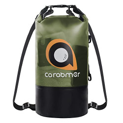 Carabmer Wet Dry Bag Backpack - Clear Waterproof Backpack,5/10/20L Dry Bag for Kayaking,Floating,Boating,Fishing,Swimming Beach(Green, 20L)