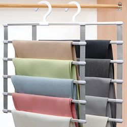 2 Pack Closet-Organizer-Pants-Hangers,Folding Non-Slip-Closet-Organizers-and-Storage,Al Alloy Magic Hangers Space Saving for Travel-Accessories Trousers Scarves Jeans,Home-College-Dorm-Room-Essentials