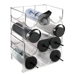 Water Bottle Organizer for Cabinet, Stackable Cup Organizer for Kitchen Cabinets, Bottle Holder with Anti-Slip Pads for Tumbler, Starbucks Storage (4 Pack)