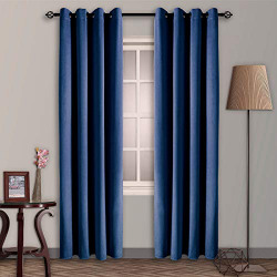 SNITIE Navy Blue Velvet Blackout Curtains with Grommet, Super Soft Thermal Insualted Noise Reducing Thick Velvet Drapes for Living Room and Bedroom, Set of 2 Panels, 52 x 84 Inch Long