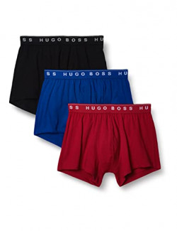 Hugo Boss Men's 3-Pack Cotton Trunk, New Red/Blue/Black, Large