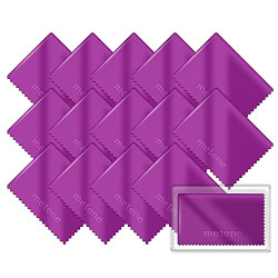 Metene 15 Pack Microfiber Cleaning Cloths (6 x7 ) in Individual Vinyl Pouches | Glasses Cleaning Cloth for Eyeglasses, Phone, Screens, Camera Lens and Other Delicate Surfaces Cleaner (Purple)