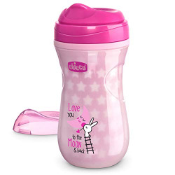 Chicco Glow In The Dark Insulated Rim Spout Trainer Spill Free Baby Sippy Cup 9oz, Pink, 12m+ (1pk)