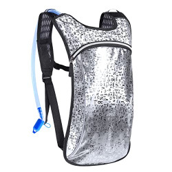 Hydration Pack,Hydration Backpack with 2L Hydration Bladder Lightweight Insulation Water Pack for Festivals,Raves, Hiking, Biking, Climbing, Running and More (Silver Character)