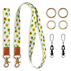 FindFun Sunflower Badge Lanyard for Keys for Women Men Neck Wrist Lanyard for ID Holder (J-Sunflower)