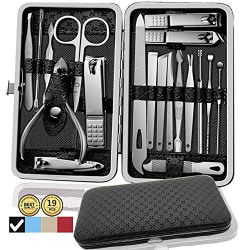 Manicure Set Pedicure Kit Nail Kit-19 in 1 Stainless Steel Manicure Kit, Professional Grooming Kits, Nail Care Kit with Luxurious Travel Case (Black)