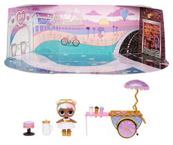 LOL Surprise Furniture Sweet Boardwalk with Sugar Doll and 10+ Surprises, Doll Candy Cart Furniture Set, Accessories