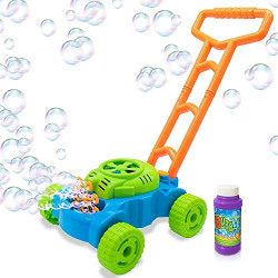 Bubble Lawn Mower for Toddlers 1 2 3 4 5, Bubbles Blowing Push Toys for Kids, Bubble Machine, Outdoor, Outside Toys for Toddlers, Easter Basket Stuffers, Easter First Birthday Gift for Boys and Girls