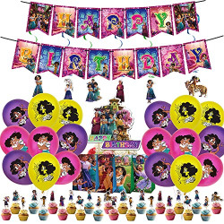 VINGSEYY 61 Pcs Birthday Party Supplies Birthday Decorations for Girls and Boys Include a Set of Happy Birthday Banner, 18 Bolloons, 1 Cake Topper, 24 Cupcake Toppers,6 Hanging Swirls,12 Gift Bags