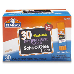 Elmer's Disappearing Purple School Glue Sticks, Washable, 7 Grams, 30 Count