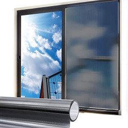 Sun Blocking Window Privacy FilmWindow Tinting Film for Home Window Film Privacy Day and Night Anti UV Reflective and Heat Control Non-Adhesive Window Film(Black Silver,17.8*78.7 inches)