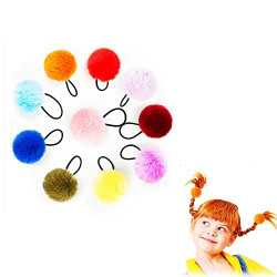 Geruicee 10pcs Pom Pom Hair Ties, Fuzzy Ball Hair Ties Cute Elastic Ponytail Holders Hair Tie, Colorful Fluffy Ball Hair Ties for Women Girls Christmas Gifts 10Colors/2 inches