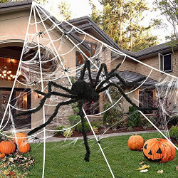 Spider Web Halloween Decorations,236  Spider Web+ 50  Giant Spider Decorations Fake Spider with Triangular Huge Spider Web for Indoor Outdoor Halloween Decorations Yard Home Haunted House Decor