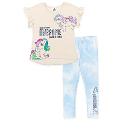 My Little Pony Skydancer Glory Little Girls Ruffle T-Shirt Legging Set White/Blue 4-5