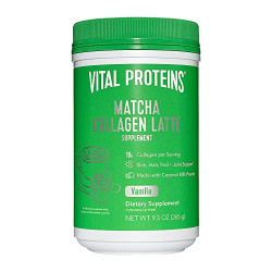 Vital Proteins Matcha Lattes, Matcha Green Tea Collagen Latte Powder, L-Theanine & Caffeine & MCTs - Supporting Healthy Hair, Skin, Nails - Vanilla