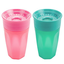 Dr. Brown's Cheers 360 Spoutless Training Cup, 9m+, 10 Ounce, Pink/Turquoise, 2 Count